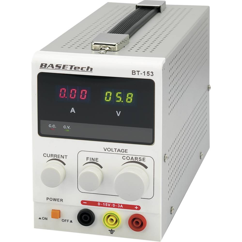 Alimentation de laboratoire réglable 45W Basetech BT-153 avec affichage LCD précis et stable
