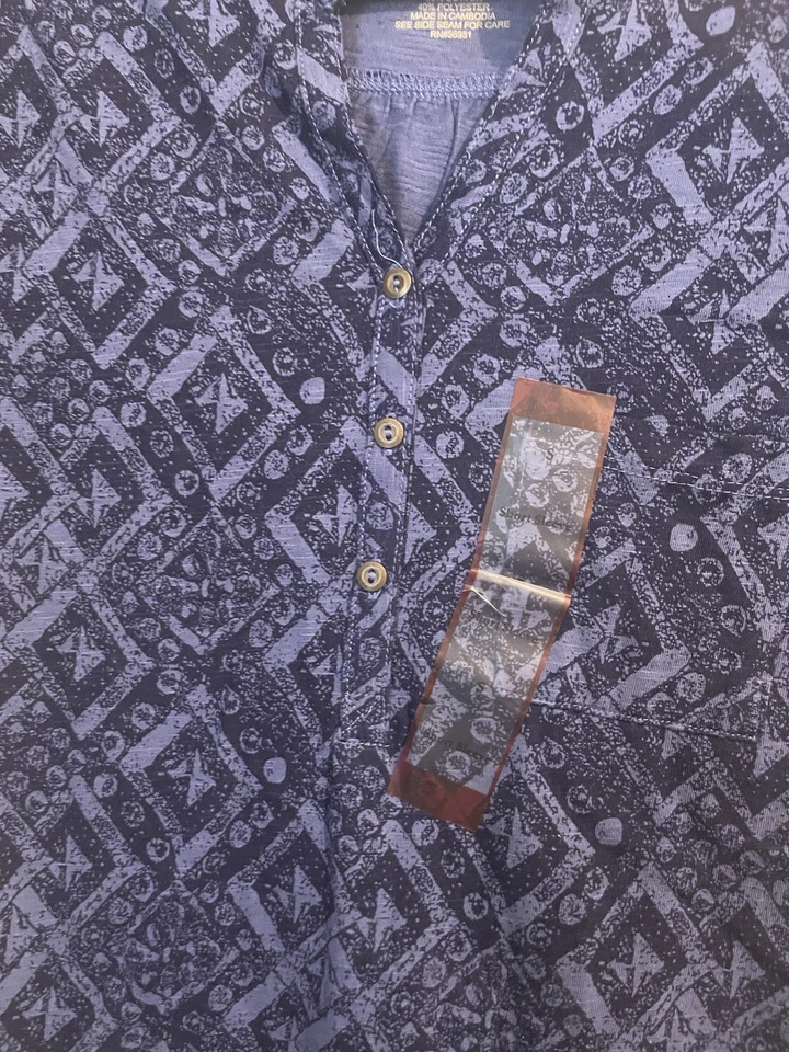 North Crest Clásico Talla S Estampado Púrpura Henley Mangas Gorra Patinador Surfista Informal Foto 3 de 4