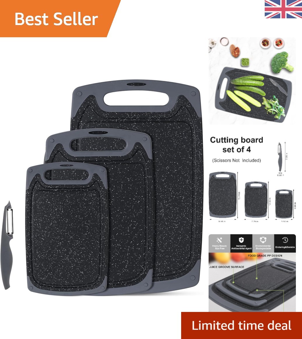 Elegant 3PC BPA Free Chopping Board Set with Non-Slip Feet & Juice Groove