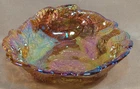 Vintage Indiana Glass Amber Amethyst Carnival Loganberry Candy Dish Irridescent