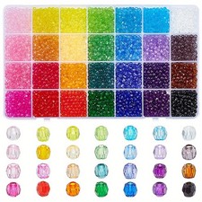 1set 28 colors Transparent Acrylic Beads Faceted Round Mixed color 4x4mm