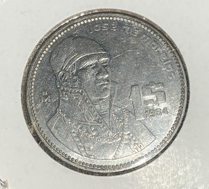 1984 Mexico 1 Peso Coin Featuring Jose Morelos AU very nice coin 