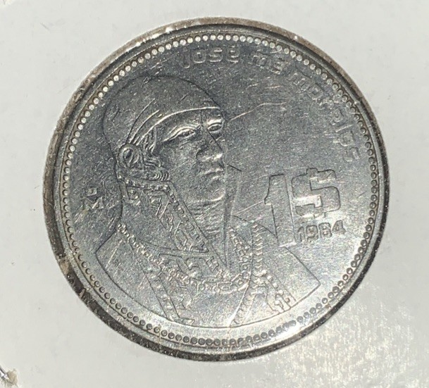 1984 Mexico 1 Peso Coin Featuring Jose Morelos AU very nice coin 