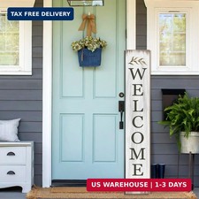 Summer Welcome Sign for Porch 47" Retro White Wooden Door Sign for Outdoor Decor
