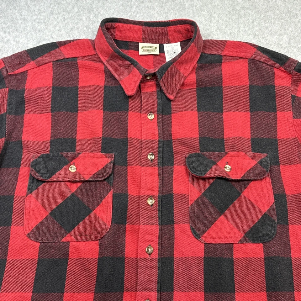 Camisa de franela Five Brother para hombre 3XL roja negra búfalo a cuadros trabajo pesado al aire libre Foto 3 de 4