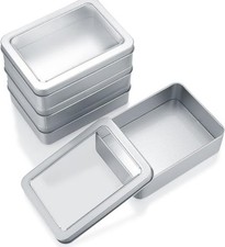 4 PcsMetal Tins with Lids, Small Tins with Lids, Metal Rectangular Empty Tin Con