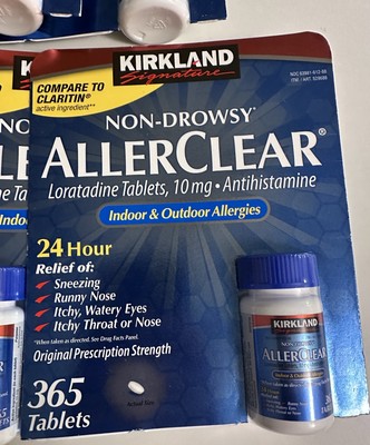 7 PACK- Kirkland AllerClear Non-Drowsy Allergy Loratadine 10mg 365 Tablets