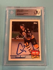 CAM NEELY Signed 1990-91 TOPPS TEAM SCORING LEADERS Card #3 Beckett BAS