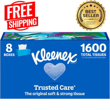 Kleenex Trusted Care Facial Tissues, 8 Flat Boxes, 200 Tissues per Box, 2-Ply.