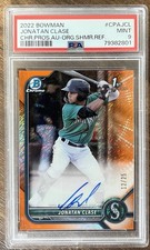 2022 Bowman Chrome Orange Shimmer #CPAJCL Jonatan Clase AUTO /25 PSA 9