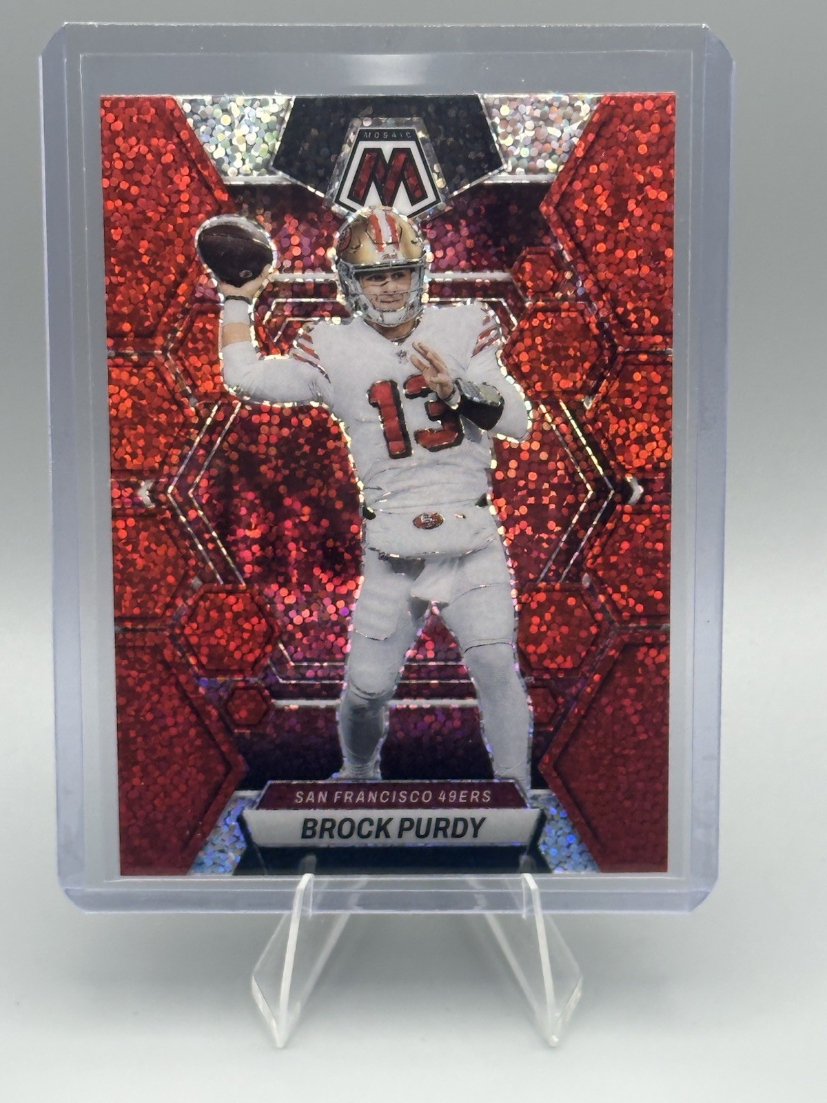 2023 Panini Mosaic Brock Purdy Red Sparkle Prizm #211 49ers