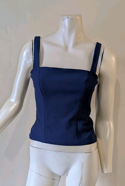 Ladies size 10 (Euro 38,) KOOKAÏ navy blue corset top with zipper back