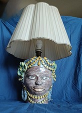 Lampada Ceramica smaltata Siciliana Caltagirone Testa di Moro Donna