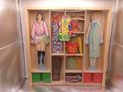 Melissa & Doug Magnetic Dress-Up 38 Pc Set #146 with 2 Dolls and Stands COMPLETE