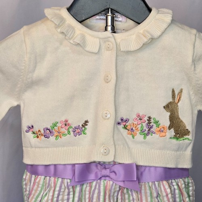 #ad NWT 2T Bonnie Jean Spring Multi Colored Dress amp; Bunny Cardigan $13.49