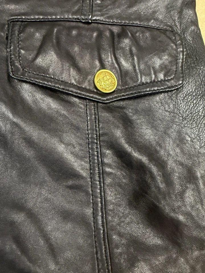 Danier Leather made in Canada! Size Large women’s black leather vest Gold Ornate - Image 4 of 4