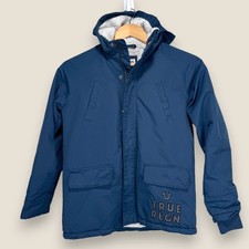 True Religion Hooded Winter Jacket Coat Youth Size Small Blue Fleece Lined