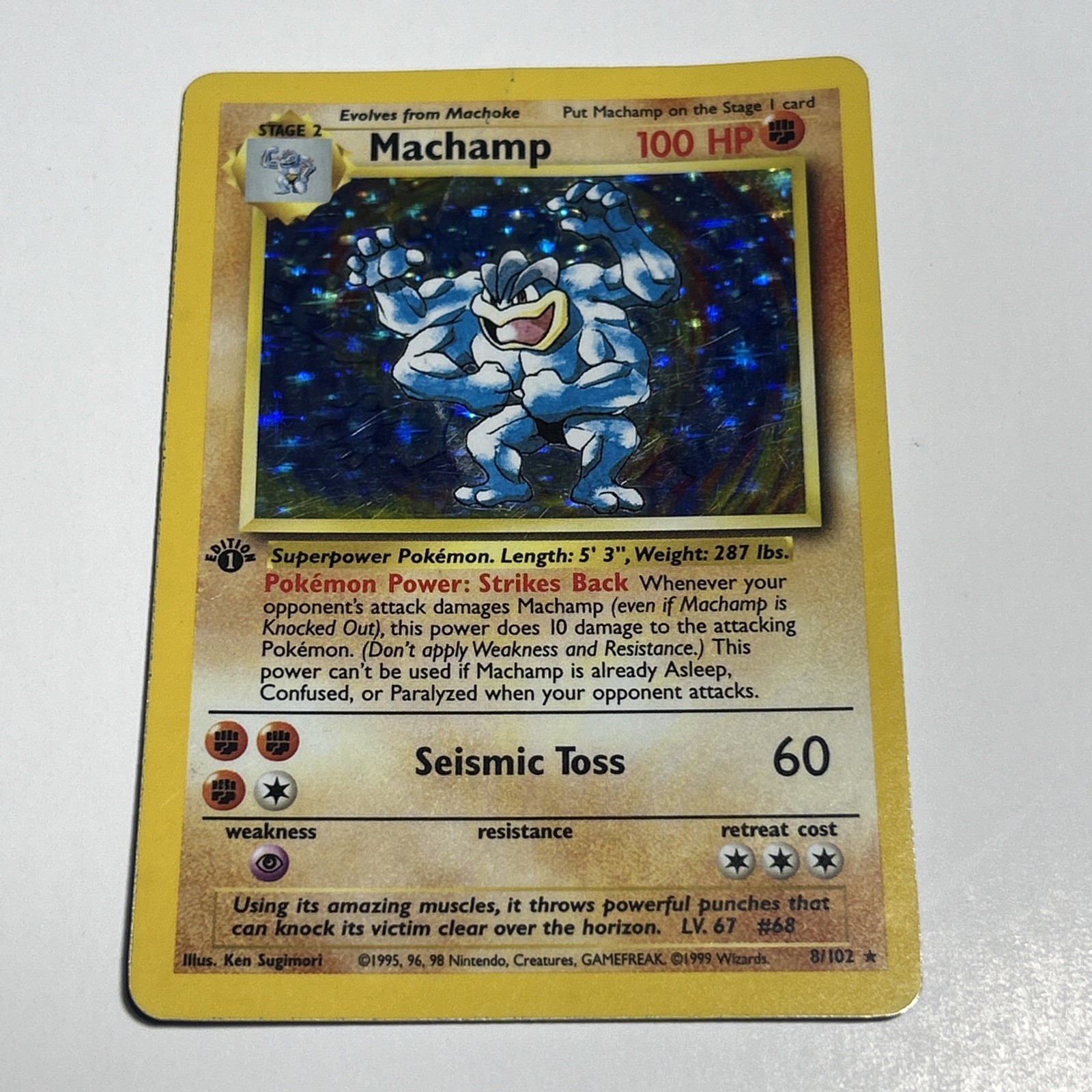 Pokémon TCG Machamp Holo Rare 1st Edition Base Set 8/102 - MP