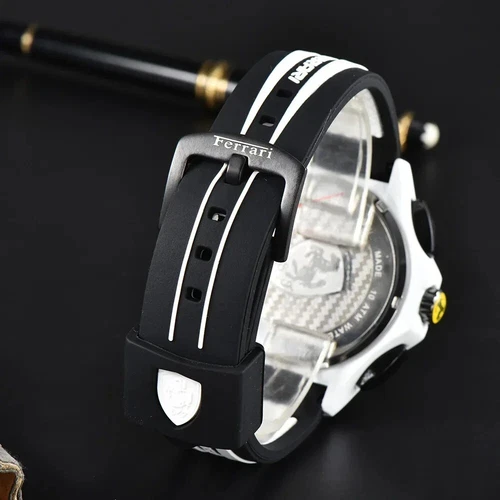 Reloj Hombre Correa Silicona Blanco 44MM Scuderia Ferrari Diver Cronógrafo Carreras - Imagen 4 de 4