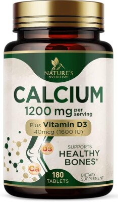 Calcium 1200 mg & 1600 IU Vitamin D3 & Calcium Supplement Supports Bone Strength