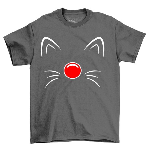 T-Shirt Katzengesicht rote Nase Neuheit lustiges Gesicht Erwachsene & Kinder Comedy Shirt - Bild 10 von 12