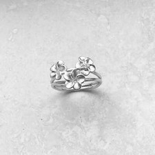 925 Sterling Silver Satin Plumeria Flower Ring, Plumeria Ring, Hawaii Ring