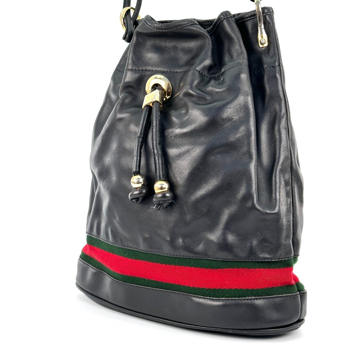 Vintage Gucci Sherry line Leather shoulderbag drawstring Bag Purse