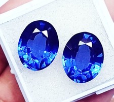 Blue Sapphire Natural Loose Gemstone Pair 8 to 10 Ct Certified Oval Shape PB37