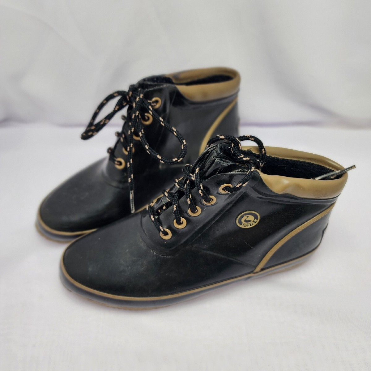 Sporto Womens Black W Tan Accent Duck Boots Size Fur Lined