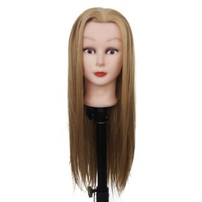 Training Manikin Head 19" Female Cosmetology Mannequin Blonde Hair Cutting Clamp