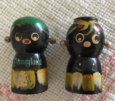 Vintage Disneyland 1950s Hand painted Wooden Salt & Pepper Shakers Jungle Cruise