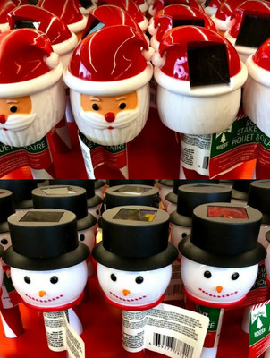 Outdoor Solar Powered 4 Santa 4 Snowman Christmas