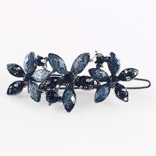 USA VINTAGE HAIR CLIP Rhinestone Crystal Hairpin Elegant BLACK GRAY Flower