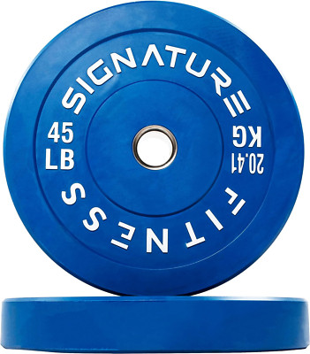 Signature Fitness 2'' Olympic Bumper Plate Weight Plates with Steel Hub