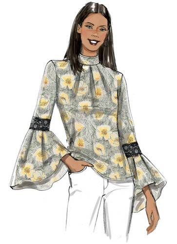 Vogue V9285 Pattern Easy Miss/Women Peasant Tops Loose Fitting Sleeve Variations - Picture 6 of 9