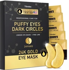 24 Pairs Under Eye Fine Line Patches 24K Gold Eye Masks 