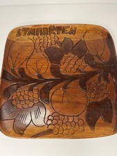 Vintage St Maarten Hand Carved Wood Plate/Tray Island Decor