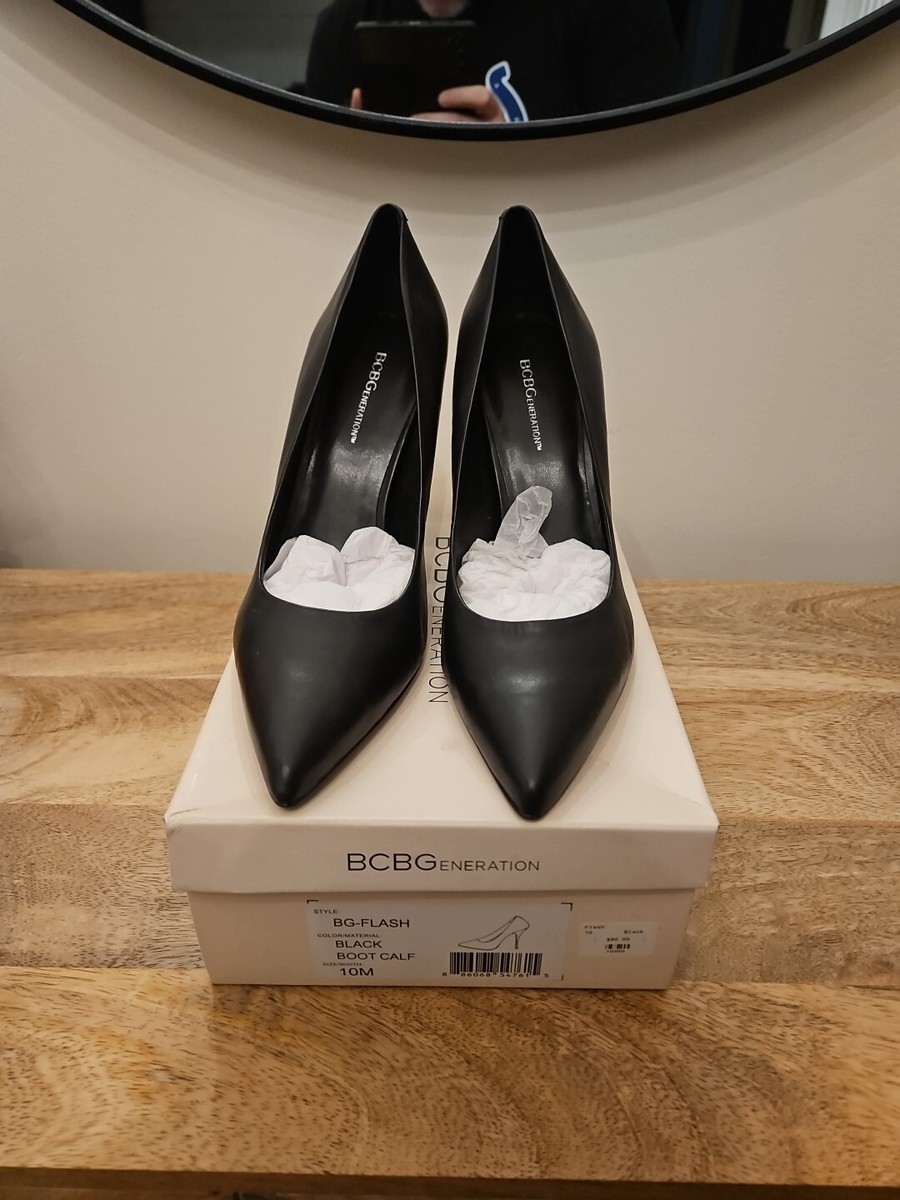 BCBGeneration Women's Flash Pumps Smooth Leather Black Boot Calf Size 10 M