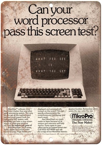 MicroPro Word Processor WordStar Pubblicità Riproduzione Vintage Insegna Metallo D79 - Foto 1 di 2