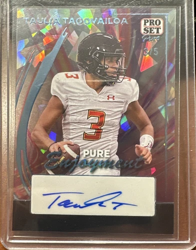 Taulia Tagovailoa 2024 Leaf Pro Set Pure Pure Enjoyment Clear Purple RC Auto 3/5