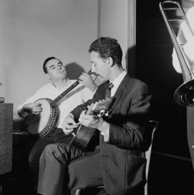 British Blues Guitarist Alexis Korner With Banjo Player Eddie Smith 1961 PHOTO
