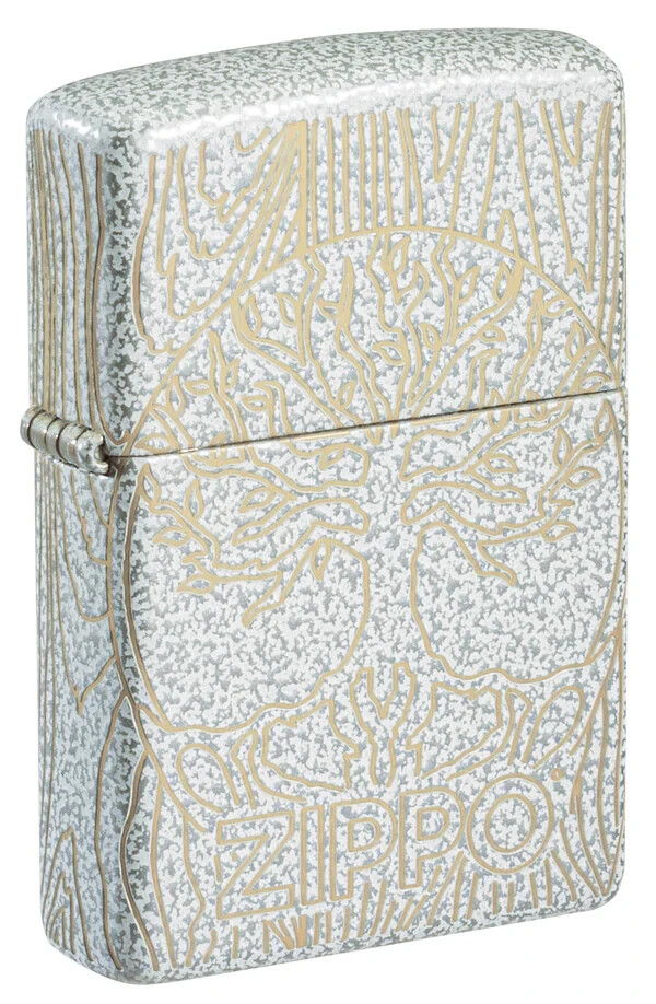 nijiiro★ 　2点セット 　pmo-pg011 TAUPE Zippo Laser 360° Clover Design High Polish Chrome Windproof