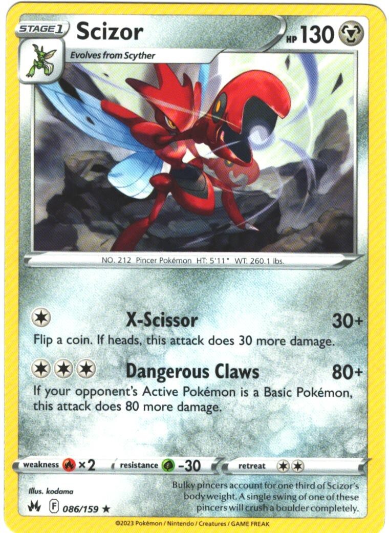 Scizor 86/159 Crown Zenith Regular Rare Pokémon TCG