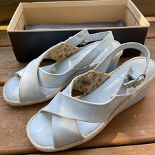 NIB Vintage 70 s Platform Shoes Sandals Blue Mod Tuffs Heels Women s 6.5 NOS