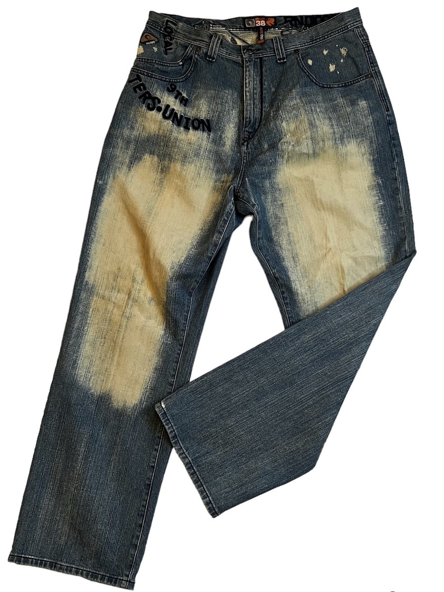 Skater Hip Hop Urban Embroidered Jeanster Vtg Blue Jeans 38