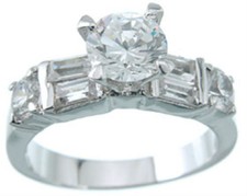 Engagement Ring Womens Size 9 Sterling Silver 2.25 Ct Cubic Zirconia