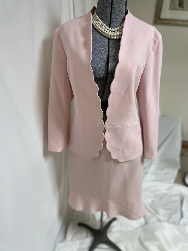 NEW Kasper Skirt Suit Size 14 Jacket 14W Skirt Two Piece Set Elastic Waist Pink - Image 4 of 4