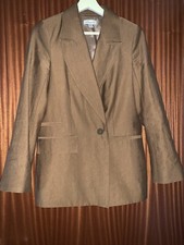 Topshop Oversized Ladies Brown Coat Camel Jacket Size 6- Excellent Condition