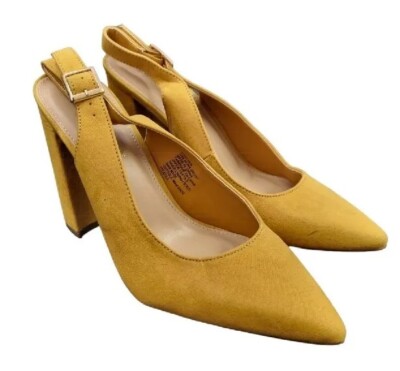Shoedazzle Colleen Slingback Blockabsatz senfgelb UK 4,5 / EU 37 | C / 563 #