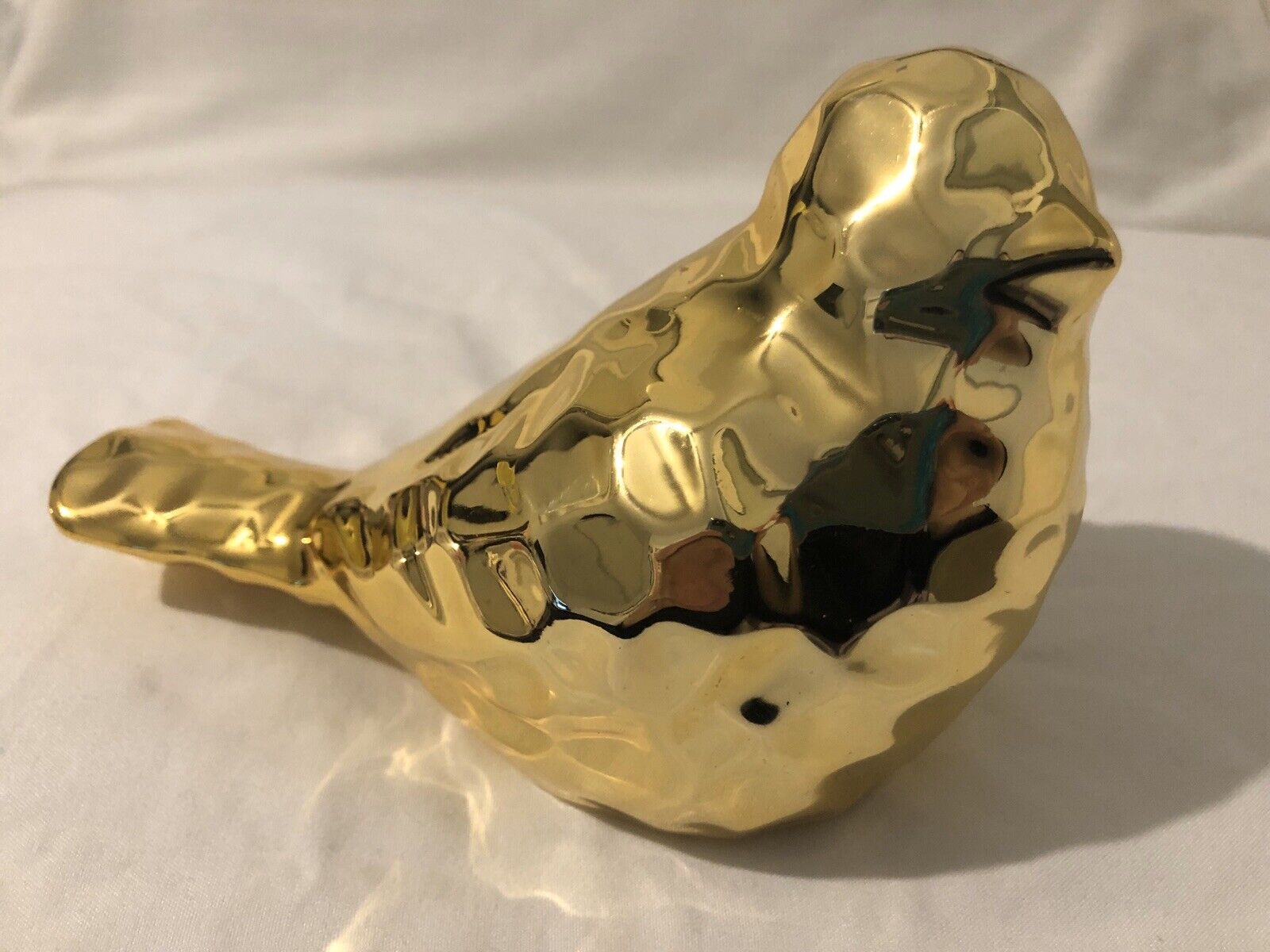 Golden Hammered Bird Figurine Sculpture Unique Home Decor Great Gift GLOBAL!